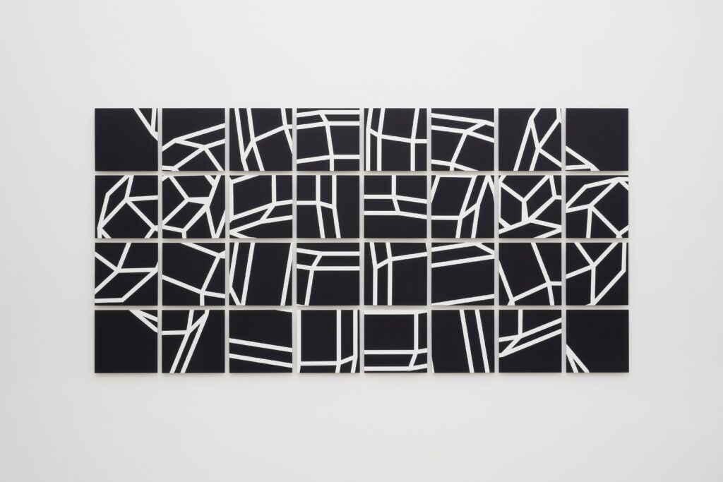 Pfeffer-Roman-Swip-2017-Gesso-Acryl-auf-Leinen-Alu-32-Tafeln-je-32-x-32-cm-insges.-143-x-217-cm-Bildrecht-Wien-1